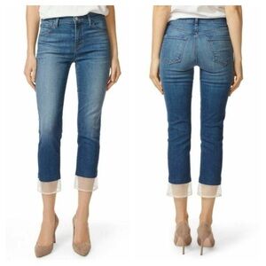 J Brand Denim Ruby High Rise Cropped Cigarette Jeans 25 Gossamer Cute‎ Mesh Hem